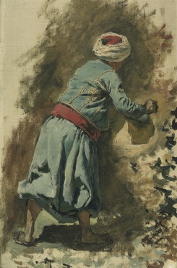 Edwin Lord Weeks (American, 1849-1903). <em>Study of a Moor in Blue</em>, ca. 1878. Oil on canvas board, 19 1/2 x 12 5/8 in. (49.6 x 32.1 cm). Brooklyn Museum, Bequest of Julian Clarence Levi, 71.200.5 (Photo: Brooklyn Museum, 71.200.5.jpg)
