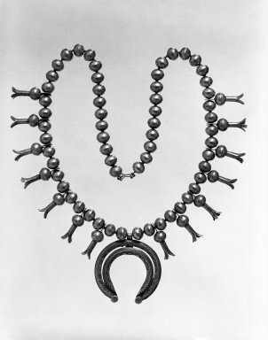 Navajo. <em>Necklace</em>, ca. 1920s. Silver, 15 1/2 in.  (39.4 cm). Brooklyn Museum, Gift of Margorie Ruth Wagner, 71.57.2. Creative Commons-BY (Photo: Brooklyn Museum, 71.57.2_bw.jpg)