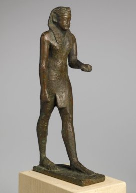  <em>Standing Royal Figure</em>, 30 B.C.E.-642 C.E. Bronze, 14 x 3 3/4 x 5 1/2 in. (35.6 x 9.5 x 14 cm). Brooklyn Museum, Gift of Helena Simkhovitch in memory of her father, Vladimir G. Simkhovitch, 72.129. Creative Commons-BY (Photo: , 72.129_threequarter_right_PS1.jpg)