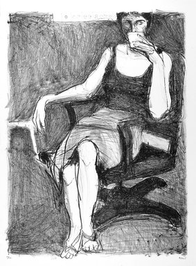 Richard Diebenkorn (American, 1922-1993). <em>Seated Woman Drinking from Cup</em>, 1965. Lithograph, Sheet: 30 x 22 1/8 in. (76.2 x 56.2 cm). Brooklyn Museum, National Endowment for the Arts and Bristol-Myers Fund, 72.144. © artist or artist's estate (Photo: Brooklyn Museum, 72.144_PS2.jpg)