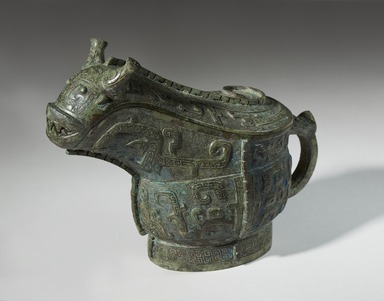  <em>Ritual Wine Vessel (Guang)</em>, 13th-11th century B.C.E. Bronze, 6 1/2 x 3 1/4 x 8 1/2 in. (16.5 x 8.3 x 21.6 cm). Brooklyn Museum, Gift of Mr. and Mrs. Alastair B. Martin, the Guennol Collection, 72.163a-b. Creative Commons-BY (Photo: , 72.163a-b_PS9.jpg)