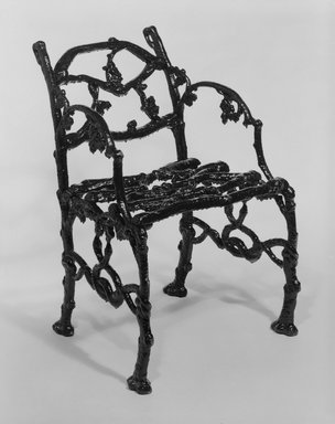 Unknown. <em>Armchair</em>, ca. 1850–1900. Cast iron, 29 1/2 x 21 1/2 x 16 1/4 in. (74.9 x 54.6 x 41.3 cm). Brooklyn Museum, Gift of Dr. and Mrs. Eben Breed, 72.180.4. Creative Commons-BY (Photo: Brooklyn Museum, 72.180.4_bw.jpg)