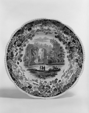 Enoch Wood & Sons (active 1818–1846). <em>Plate, "Natural Bridge, Virginia,"</em> ca. 1840. Earthenware, 9 3/16 x 9 3/16 in. (23.3 x 23.3 cm). Brooklyn Museum, Gift of Mrs. Ben P. Grant in memory of Dr. and Mrs. Henry Fleming Payne, 72.184.11. Creative Commons-BY (Photo: Brooklyn Museum, 72.184.11_bw.jpg)