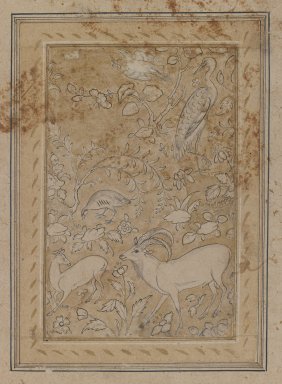  <em>Drawing of Animals and Plants</em>, 1576-78. Ink and gold on paper, Sheet: 10 3/8 x 6 9/16 in. (26.4 x 16.7 cm). Brooklyn Museum, Anonymous gift, 72.25 (Photo: Brooklyn Museum, 72.25_IMLS_PS3.jpg)
