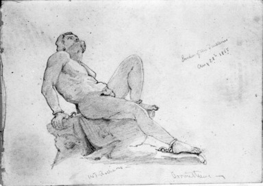 William Trost Richards (American, 1833–1905). <em>Prometheus</em>, August 28, 1855. Graphite on paper, Sheet: 4 5/16 x 6 1/8 in. (11 x 15.6 cm). Brooklyn Museum, Gift of Edith Ballinger Price, 72.32.11 (Photo: Brooklyn Museum, 72.32.11_bw.jpg)