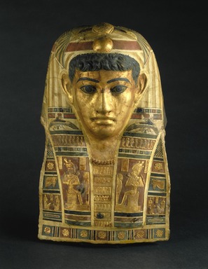  <em>Mummy Mask of a Man</em>, early 1st century C.E. Stucco, gold leaf, pigment, 20 x 12 x 7 1/4 in., 7.5 lb. (50.8 x 30.5 x 18.4 cm, 3.4kg). Brooklyn Museum, Charles Edwin Wilbour Fund, 72.57. Creative Commons-BY (Photo: Brooklyn Museum, 72.57_SL1.jpg)