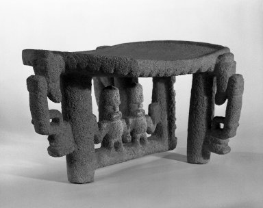  <em>Metate</em>, 1–500 C.E. Volcanic stone, 11 x 18 x 20 in. (27.9 x 45.7 x 50.8 cm). Brooklyn Museum, Gift of Mr. and Mrs. Abraham Adler, 73.152.1. Creative Commons-BY (Photo: Brooklyn Museum, 73.152.1_bw.jpg)