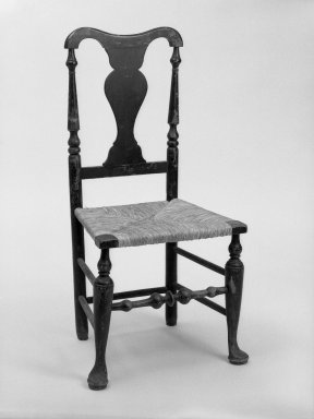  <em>Side Chair</em>, ca. 1720-1750. Maple, ash, paint, 40 1/4 x 17 3/8 x 19 3/4 in. (102.2 x 44.1 x 50.2 cm). Brooklyn Museum, H. Randolph Lever Fund, 73.15. Creative Commons-BY (Photo: Brooklyn Museum, 73.15_bw_IMLS.jpg)