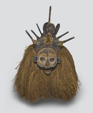 Yaka. <em>Ndeemba Mask for N-khanda Initiation</em>, early 20th century. Wood, fiber, pigment, 20 x 14 3/4 x 14 1/2 in. (50.8 x 37.5 x 36.8 cm). Brooklyn Museum, Gift of Gaston T. de Havenon, 73.179.3. Creative Commons-BY (Photo: Brooklyn Museum, 73.179.3_PS2.jpg)