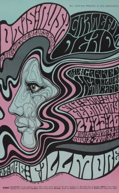 Wes Wilson (American, 1937–2020). <em>[Untitled] (Otis Rush/Grateful Dead/Canned Heat)</em>, 1967. Offset lithograph on vellum, sheet: 22 x 13 5/8 in. (55.9 x 34.6 cm). Brooklyn Museum, Designated Purchase Fund, 73.39.53. © artist or artist's estate (Photo: Brooklyn Museum, 73.39.53_PS3.jpg)