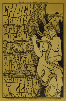 Wes Wilson (American, 1937-2020). <em>[Untitled] (Chuck Berry/Grateful Dead...)</em>, 1967. Offset lithograph on paper, sheet: 20 15/16 x 13 9/16 in. (53.2 x 34.4 cm). Brooklyn Museum, Designated Purchase Fund, 73.39.57. © artist or artist's estate (Photo: Brooklyn Museum, 73.39.57_PS3.jpg)