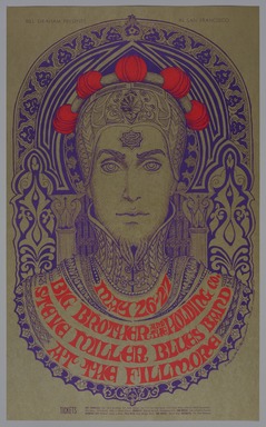 Bonnie MacLean (American, 1939–2020). <em>[Untitled] (Big Brother/Steve Miller)</em>, 1967. Offset lithograph on paper, sheet: 23 x 14 in. (58.4 x 35.6 cm). Brooklyn Museum, Designated Purchase Fund, 73.39.67. © artist or artist's estate (Photo: Brooklyn Museum, 73.39.67_PS11.jpg)