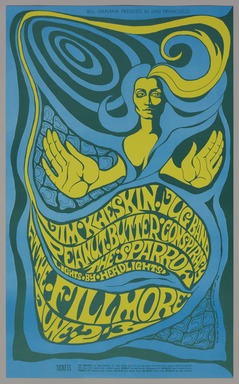 Bonnie MacLean (American, 1939-2020). <em>[Untitled] (Jim Kreskin/Peanut Butter Conspiracy/The Sparrow)</em>, 1967. Offset lithograph on paper, sheet: 23 x 14 in. (58.4 x 35.6 cm). Brooklyn Museum, Designated Purchase Fund, 73.39.68. © artist or artist's estate (Photo: Brooklyn Museum, 73.39.68_PS11.jpg)