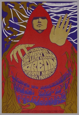 Bonnie MacLean (American, 1939–2020). <em>[Untitled] (Cream/Paul Butterfield Blues Band/South Side Sound System)</em>, 1967. Offset lithograph on paper, sheet: 21 x 14 1/16 in. (53.3 x 35.7 cm). Brooklyn Museum, Designated Purchase Fund, 73.39.80. © artist or artist's estate (Photo: Brooklyn Museum, 73.39.80_PS11.jpg)