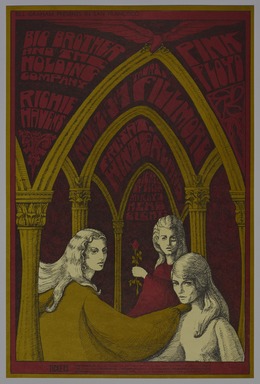Bonnie MacLean (American, 1939–2020). <em>[Untitled] (Big Brother and the Holding Co./Richie Havens/Pink Floyd)</em>, 1967. Offset lithograph on paper, sheet: 21 1/8 x 14 1/16 in. (53.7 x 35.7 cm). Brooklyn Museum, Designated Purchase Fund, 73.39.92. © artist or artist's estate (Photo: Brooklyn Museum, 73.39.92_PS11.jpg)