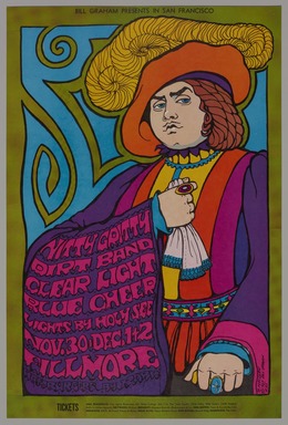 Bonnie MacLean (American, 1939-2020). <em>[Untitled] (Nitty Gritty Dirt Band/Clear Light/Blue Cheer)</em>, 1967. Offset lithograph on paper, sheet: 21 x 14 in. (53.3 x 35.6 cm). Brooklyn Museum, Designated Purchase Fund, 73.39.96. © artist or artist's estate (Photo: Brooklyn Museum, 73.39.96_PS11.jpg)