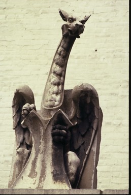 Unknown (American). <em>Winged Dragon Chimera</em>, ca. 1900. Limestone, 63 1/2 x 26 x 28 in. (161.3 x 66 x 71.1 cm). Brooklyn Museum, Gift of G.C. O'Brien, Inc. in memory of G.C. O'Brien, 74.168. Creative Commons-BY (Photo: Image courtesy of F Stop Fitzgerald, 74.168.jpg)