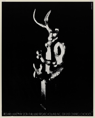 Richard Hunt (American, 1935–2023). <em>Poster - Richard Hunt May 20 Through June 1970, B.C. Holland Inc., 224 East Ontario, Chicago</em>, 1970. Lithograph, 27 3/4 x 22 1/4 in. (70.5 x 56.5 cm). Brooklyn Museum, Gift of Mr. and Mrs. Samuel Dorsky, 74.178.39. © artist or artist's estate (Photo: Brooklyn Museum, 74.178.39_PS20.jpg)