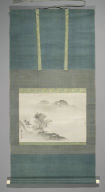 Watanabe Shiko (Japanese, 1683-1755). <em>Landscape</em>, 18th century. Hanging scroll, ink on paper, Image: 13 x 17 1/2 in. (33 x 44.5 cm). Brooklyn Museum, Gift of Mrs. Harold G. Henderson in memory of Professor Harold G. Henderson, 74.201.3 (Photo: Brooklyn Museum, 74.201.3_PS2.jpg)