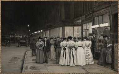 William Anderson Coffin (American, 1855-1925). <em>Saturday Night in August -- Eighth Avenue</em>, ca. 1900. Oil on canvas, 16 1/8 × 26 in. (41 × 66 cm). Brooklyn Museum, Gift of Mr. and Mrs. Stuart Feld, 74.207 (Photo: Brooklyn Museum, 74.207_PS20.jpg)