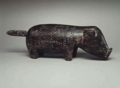  <em>Figure of a Pig</em>, late 19th-early 20th century. Wood, length: 14 3/4 (37.5 cm) height: 4 5/16 in. (11.0 cm). Brooklyn Museum, Gift of Marcia and John Friede, 74.212.6. Creative Commons-BY (Photo: Brooklyn Museum, 74.212.6.jpg)