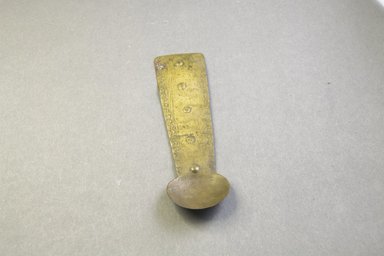 Asante. <em>Spoon</em>. Brass, 1 3/8 x 5 in. (3.5 x 12.7 cm). Brooklyn Museum, The Franklin H. Williams Collection of Ashanti Brass Weights and Accessory Objects for Weighing Gold, Gift of Mr. and Mrs. Franklin H. Williams, 74.218.1. Creative Commons-BY (Photo: Brooklyn Museum, 74.218.1_front_PS5.jpg)