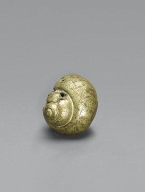 Asante. <em>Gold-weight (abrammuo): snail</em>, 19th or 20th century. Cast brass, 11/16 x 3/4 x 7/8 in. (1.7 x 1.9 x 2.2 cm). Brooklyn Museum, The Franklin H. Williams Collection of Ashanti Brass Weights and Accessory Objects for Weighing Gold, Gift of Mr. and Mrs. Franklin H. Williams, 74.218.85. Creative Commons-BY (Photo: Brooklyn Museum, 74.218.85_PS6.jpg)