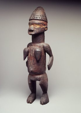 Salampasu. <em>Standing Female Figure (Tulume)</em>, late 19th century. Wood, pigment, 14 3/16 x 4 5/16 x 3 9/16 in. (36 x 11 x 9 cm). Brooklyn Museum, By exchange and Designated Purchase Fund, 74.32. Creative Commons-BY (Photo: Brooklyn Museum, 74.32.jpg)