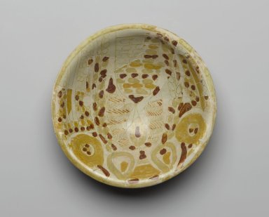  <em>Bowl with Abstract Foliate Design</em>, 9th century. Ceramic; earthenware, painted in luster on an opaque white glaze, 2 1/8 x 7 1/8 x 7 1/8 in. (5.4 x 18.1 x 18.1 cm). Brooklyn Museum, Gift of Mr. and Mrs. Carl L. Selden, 74.78. Creative Commons-BY (Photo: Brooklyn Museum, 74.78_top_PS2.jpg)