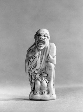  <em>Sennin (Taoist Immortal)</em>, 19th century. Porcelain, 7/8 x 2 1/8 x 13/16 in. (2.3 x 5.4 x 2.1 cm). Brooklyn Museum, Designated Purchase Fund, 74.80.2. Creative Commons-BY (Photo: Brooklyn Museum, 74.80.2_bw.jpg)