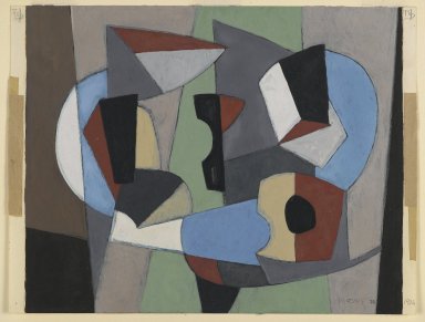 George Lovett Kingsland Morris (American, 1905-1975). <em>Study for "Wall-Painting,"</em> 1936. Oil paint and graphite pencil on paper, 9 1/2 x 12 5/8 in. (24.1 x 32.1 cm). Brooklyn Museum, Gift of The Roebling Society in honor of Mrs. Earle Kress Williams, 74.94. © artist or artist's estate (Photo: Brooklyn Museum, 74.94_PS6.jpg)