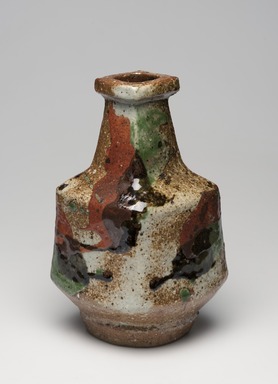 Kawai Kanjiro (Japanese, 1890-1966). <em>Three Color Bottle Vase</em>, ca. 1965. Stoneware, 9 3/4 x 5 3/4 in. (24.8 x 14.6 cm). Brooklyn Museum, Gift of Dr. Herbert Meadow, 75.120.1. Creative Commons-BY (Photo: Brooklyn Museum, 75.120.1_view01_PS11.jpg)