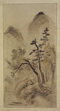  <em>Landscape</em>, 19th century. Ink and light color on silk, overall: 30 5/16 x 13 in. (77 x 33 cm). Brooklyn Museum, Designated Purchase Fund, 75.125.13 (Photo: Brooklyn Museum, 75.125.13.jpg)