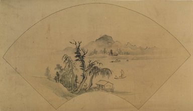  <em>Landscape</em>, 18th–19th century. Ink and light color on silk, 9 1/16 x 14 15/16 in. (23 x 38 cm). Brooklyn Museum, Designated Purchase Fund, 75.125.14 (Photo: Brooklyn Museum, 75.125.14.jpg)