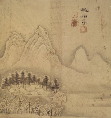  <em>Wolsong-jeong (Wolsong Pavilion)</em>, 19th century. Ink and light color on paper, 12 x 11 in.  (30.5 x 27.9 cm). Brooklyn Museum, Designated Purchase Fund, 75.125.8 (Photo: Brooklyn Museum, 75.125.8.jpg)
