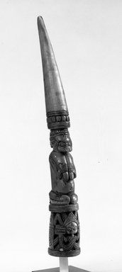 Yorùbá. <em>Divination Tapper (Iroke Ifa)</em>, late 19th century. Ivory, 14 1/2 in.  (36.8 cm). Brooklyn Museum, Gift of Marcia and John A. Friede, 75.150.1. Creative Commons-BY (Photo: Brooklyn Museum, 75.150.1_bw.jpg)