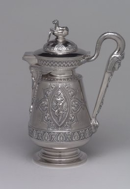 J. E. Caldwell & Co. (founded 1839). <em>Creamer with Hinged Cover</em>, ca. 1875. Silver, 8 1/4 x 5 7/8 x 3 5/8 in. (21 x 14.9 x 9.2 cm). Brooklyn Museum, H. Randolph Lever Fund, 75.164.6. Creative Commons-BY (Photo: Brooklyn Museum, 75.164.6_left.jpg)