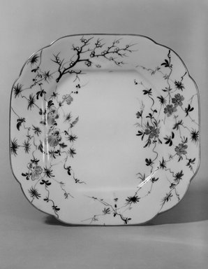 Union Porcelain Works (1863-ca. 1922). <em>Plate (One From a Set of Five)</em>, ca. 1879-1891. Porcelain, 7/8 x 7 1/4 x 7 1/4 in. (2.2 x 18.4 x 18.4 cm). Brooklyn Museum, H. Randolph Lever Fund, 75.165.2. Creative Commons-BY (Photo: Brooklyn Museum, 75.165.2_bw.jpg)