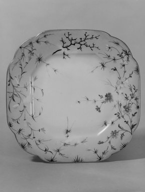 Union Porcelain Works (1863-ca. 1922). <em>Plate (One From a Set of Five)</em>, ca. 1879-1891. Porcelain, 7/8 x 7 1/4 x 7 1/4 in. (2.2 x 18.4 x 18.4 cm). Brooklyn Museum, H. Randolph Lever Fund, 75.165.3. Creative Commons-BY (Photo: Brooklyn Museum, 75.165.3_bw.jpg)