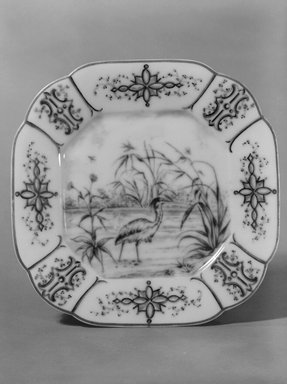 Union Porcelain Works (1863–ca. 1922). <em>Plate (One From a Set of Five)</em>, after 1891. Porcelain, 7/8 x 7 1/4 x 7 1/4 in. (2.2 x 18.4 x 18.4 cm). Brooklyn Museum, H. Randolph Lever Fund, 75.165.5. Creative Commons-BY (Photo: Brooklyn Museum, 75.165.5_bw.jpg)