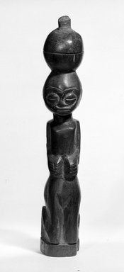 Fon. <em>Kneeling Figure of Female</em>, late 19th or early 20th century. Wood, h: 14 5/8 in. (36.3 cm). Brooklyn Museum, Gift of Mr. and Mrs. J. Gordon Douglas III, 75.189.1. Creative Commons-BY (Photo: Brooklyn Museum, 75.189.1_bw.jpg)