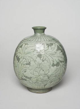  <em>Bottle</em>, mid–to late 15th century. Buncheong ware, stoneware with white-slip decoration, 8 11/16 x 7 in. (22 x 17.8 cm). Brooklyn Museum, Ella C. Woodward Memorial Fund, 75.61. Creative Commons-BY (Photo: , 75.61_front_PS11.jpg)