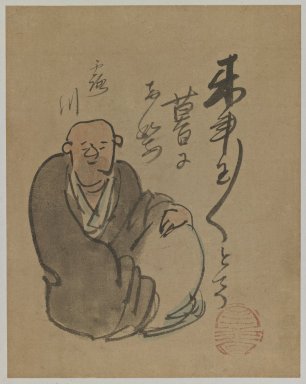 Yokoi Kinkoku (Japanese, 1761-1832). <em>Portrait of the Poet Rosen</em>, 18th century. Ink and color on paper, Image: 8 7/8 x 6 7/8 in. (22.5 x 17.5 cm). Brooklyn Museum, Designated Purchase Fund, 75.63 (Photo: Brooklyn Museum, 75.63_IMLS_PS3.jpg)