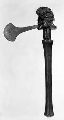 Luba (Shankadi style). <em>Axe</em>, late 19th or early 20th century. Wood, iron, 13 1/2 x 5 1/8 x 1 1/2 in. (34.3 x 13.0 x 4.0 cm). Brooklyn Museum, Gift of Marcia and John Friede, 75.82.4. Creative Commons-BY (Photo: Brooklyn Museum, 75.82.4_bw.jpg)