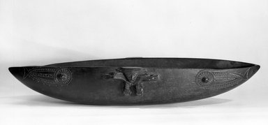  <em>Bowl</em>, early 20th century. Wood, lime, 7 3/8 x 20 3/8 in. (18.7 x 51.8 cm). Brooklyn Museum, Purchased with funds given by The Evelyn A. Jaffe Hall Charitable Trust, 76.1.23. Creative Commons-BY (Photo: Brooklyn Museum, 76.1.23_bw.jpg)