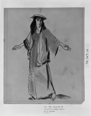 Robert Henri (American, 1865–1929). <em>Woman with Arms Outstretched</em>, n.d. Watercolor and ink on paper, Sheet: 12 1/2 x 10 1/2 in. (31.8 x 26.7 cm). Brooklyn Museum, Gift of Dr. and Mrs. Theodore Leshner, 76.127.10 (Photo: Brooklyn Museum, 76.127.10_print_bw.jpg)