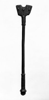 Yorùbá. <em>Staff (Shango)</em>, late 19th or early 20th century. Copper alloy, iron, h: 15 in. (38.1 cm). Brooklyn Museum, Gift of Dr. and Mrs. Abbott A. Lippman, 76.131.2. Creative Commons-BY (Photo: Brooklyn Museum, 76.131.2_bw.jpg)