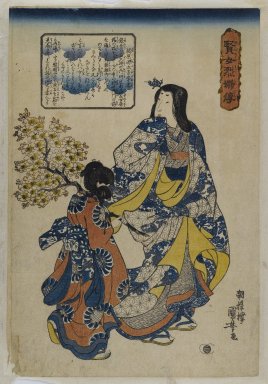 Utagawa Kuniyoshi (Japanese, 1798-1861). <em>The Wife of Kajiwara Genta Kagesue, from the series Lives of Wives and Heroic Women</em>, circa 1841-42. Woodblock print, 14 3/8 x 9 7/8 in. (36.5 x 25.1 cm). Brooklyn Museum, Anonymous gift, 76.151.17 (Photo: Brooklyn Museum, 76.151.17_IMLS_PS4.jpg)