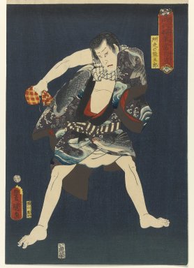 Utagawa Kunisada (Toyokuni III) (Japanese, 1786-1865). <em>The Actor Ichikawa Kodanji IV (1812-1866) as Subashiri no Kumagoro, from the series "Thieves in Designs of the Times,"</em> 1859, 6th month. Woodblock print, 14 1/2 x 9 7/8 in. (36.8 x 25.1 cm). Brooklyn Museum, Anonymous gift, 76.151.26 (Photo: Brooklyn Museum, 76.151.26_PS1.jpg)