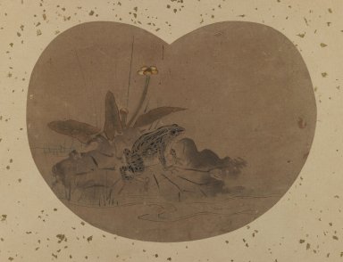  <em>Fan Painting of a Frog</em>. Ink and color on paper, Widest Point: 12 11/16 in. (32.2 cm). Brooklyn Museum, Anonymous gift, 76.151.3. Creative Commons-BY (Photo: Brooklyn Museum, 76.151.3_IMLS_PS3.jpg)